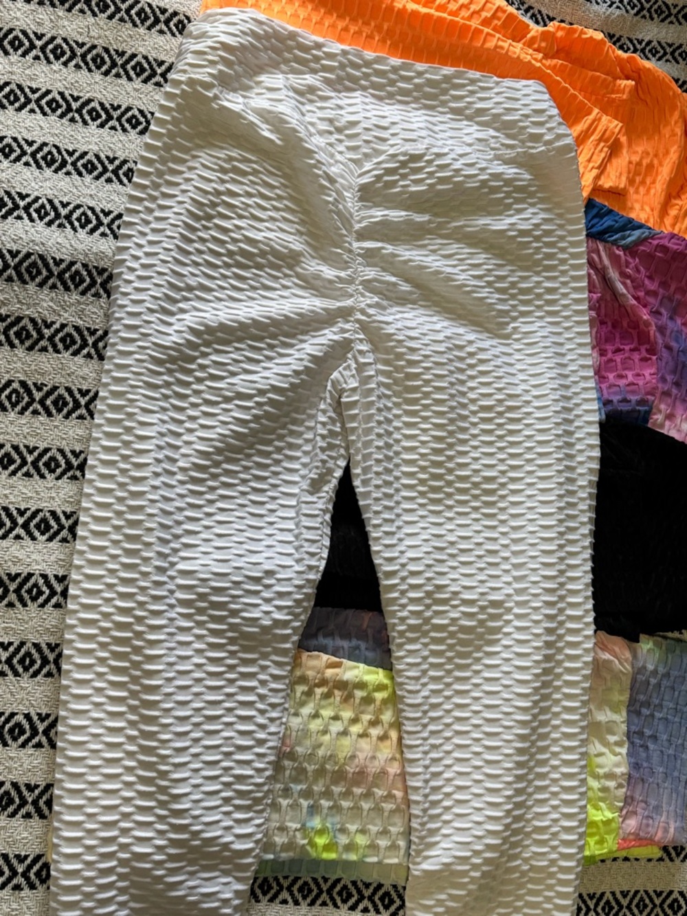 6 Pair Women’s Textured Active Shorts - Orange, Black, White, Pink & Tie-Dye - Picture 8 of 8